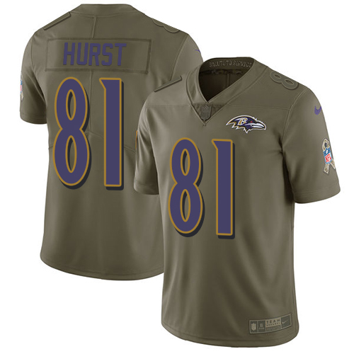 Nike Ravens #81 Hayden Hurst Olive Men's Stitched NFL Limited Salute To Service Jersey